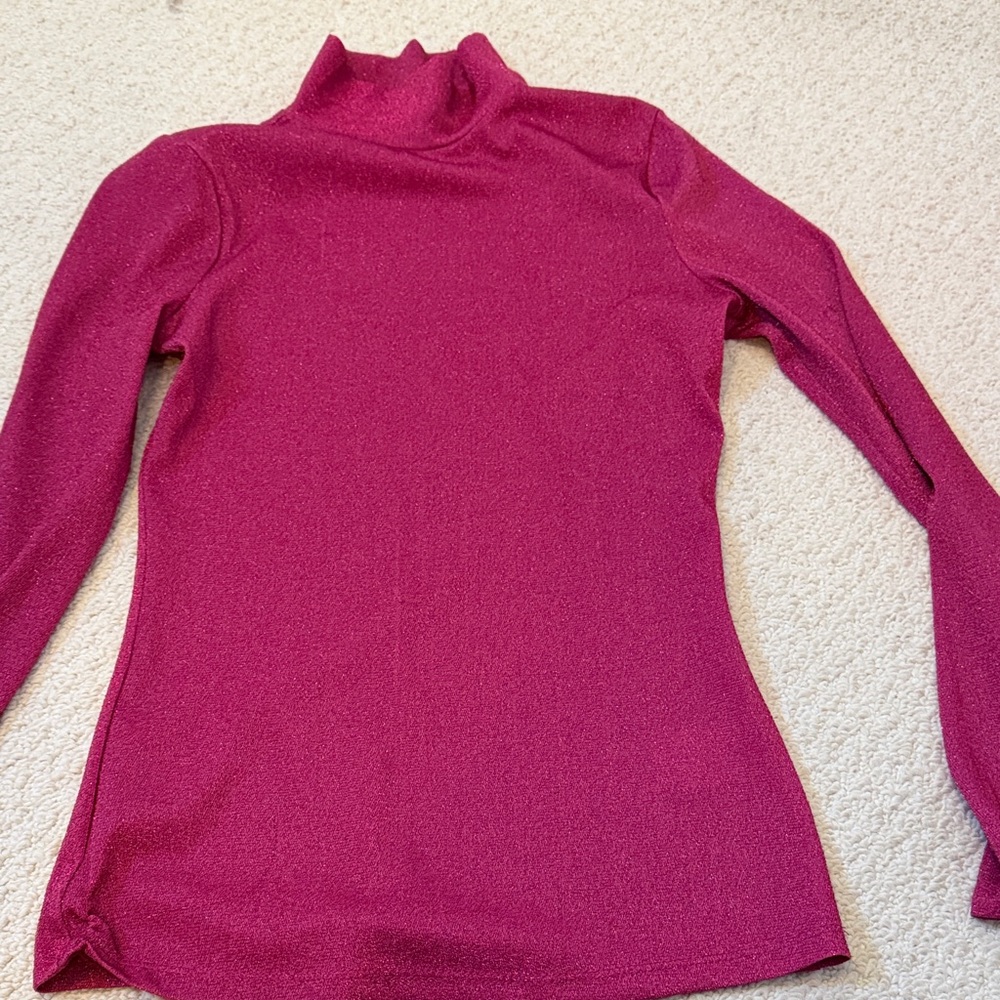 Women’s Long Sleeve Mock Neck Top - Raspberry Pink